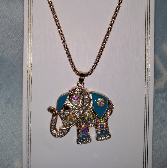 Elephant Necklace BlueTeal Silver CZ fashion post earring Fashion Kids Womens… - Picture 10 of 15